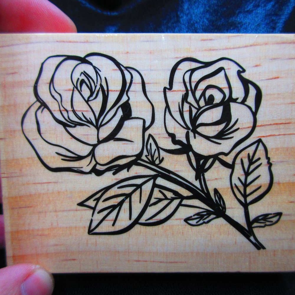 Rose Wood Mounted Stamp 3" X 3.75"